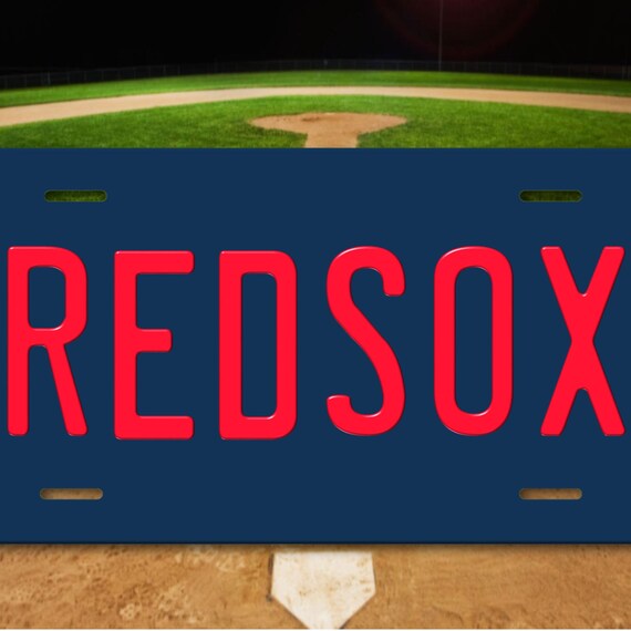 Red Font Blue Background Boston Baseball Vanity License Plate Etsy