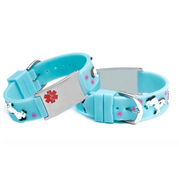 Unicorn and other medical ID kids designs bracelets