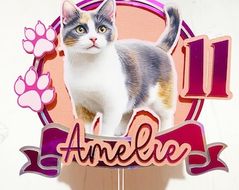 Personalised Cat Themed Cake Topper