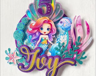 Adorno para tarta de sirena personalizado
