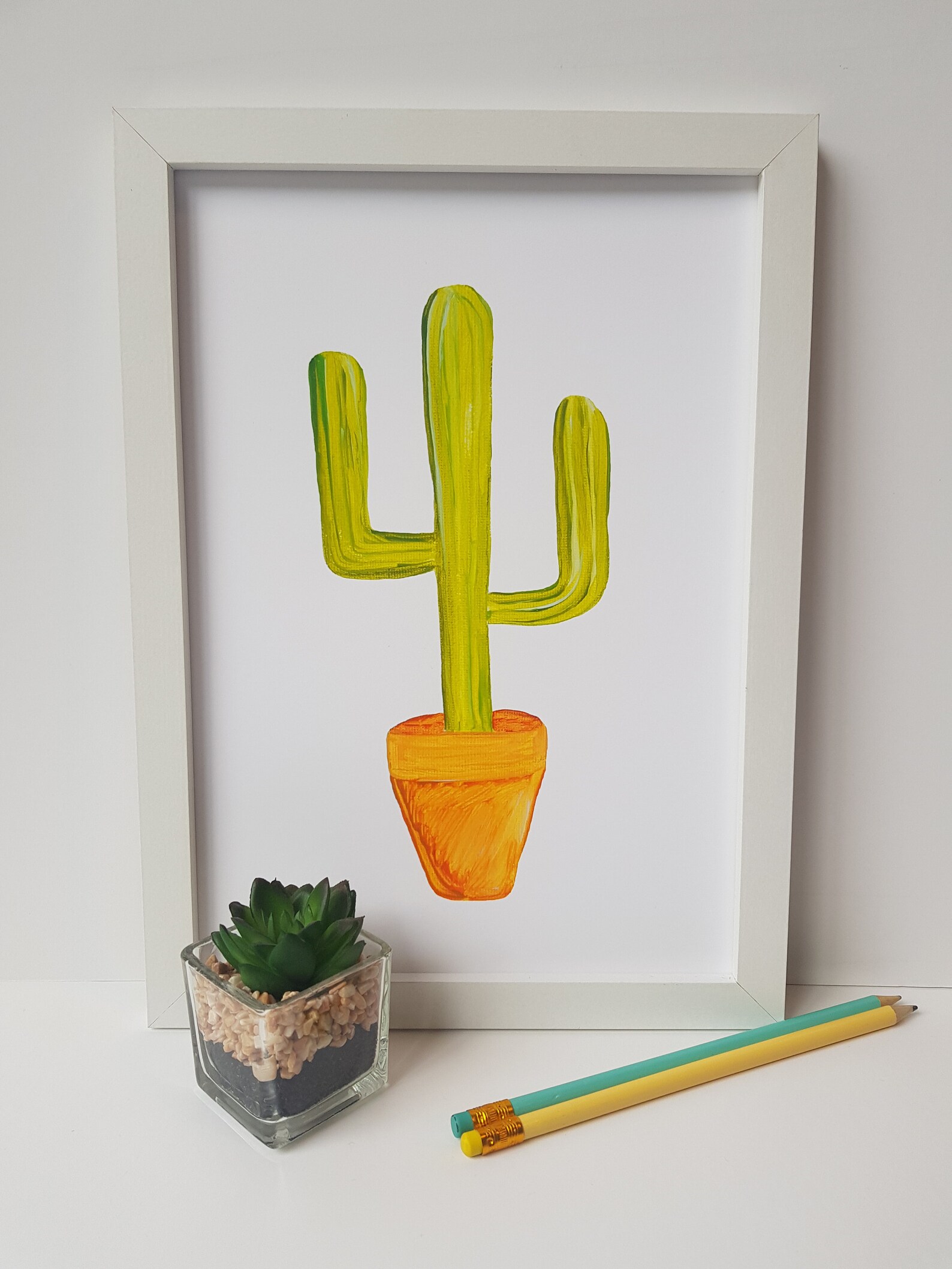 Cactus Wall Art Print Framed A4 Etsy