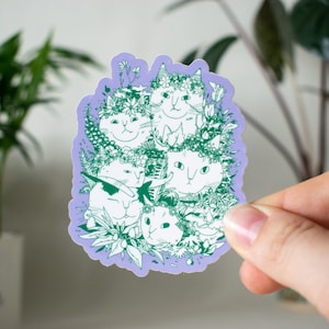 Bouquet d'été | Sticker vinyle blanc, Stickers chats, Sticker bouteille d'eau, Sticker pour ordinateur portable, fleurs, chats et plantes, bouteille d'eau