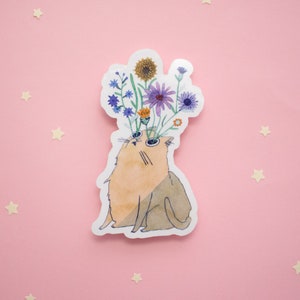 Blooming Cat Eyes | Transparent Sticker, Cat Stickers, Kawaii Sticker, Water Bottle Sticker, Laptop Sticker, Whimsical Art, Flower Bouquet
