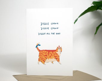 Ginger Tabby Cat Christmas Card: Jingle Bells Handmade Xmas Card