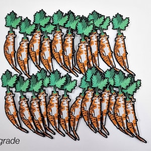 Carrot Cat Patch Cat Badge, Embroidery iron-on patch of orange tabby cat dressed as a carrot, great gift for vegans, cat lover or yourself image 8