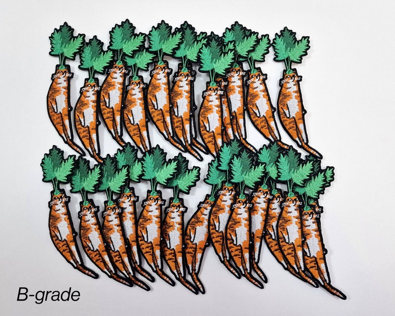 Carrot Cat Patch Cat Badge, Embroidery iron-on patch of orange tabby cat dressed as a carrot, great gift for vegans, cat lover or yourself image 8
