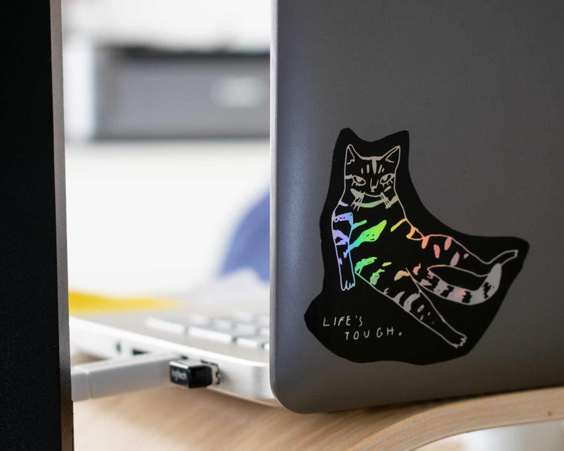 Holographic Cat Sticker Holographic Stickers Cat Stickers Etsy UK