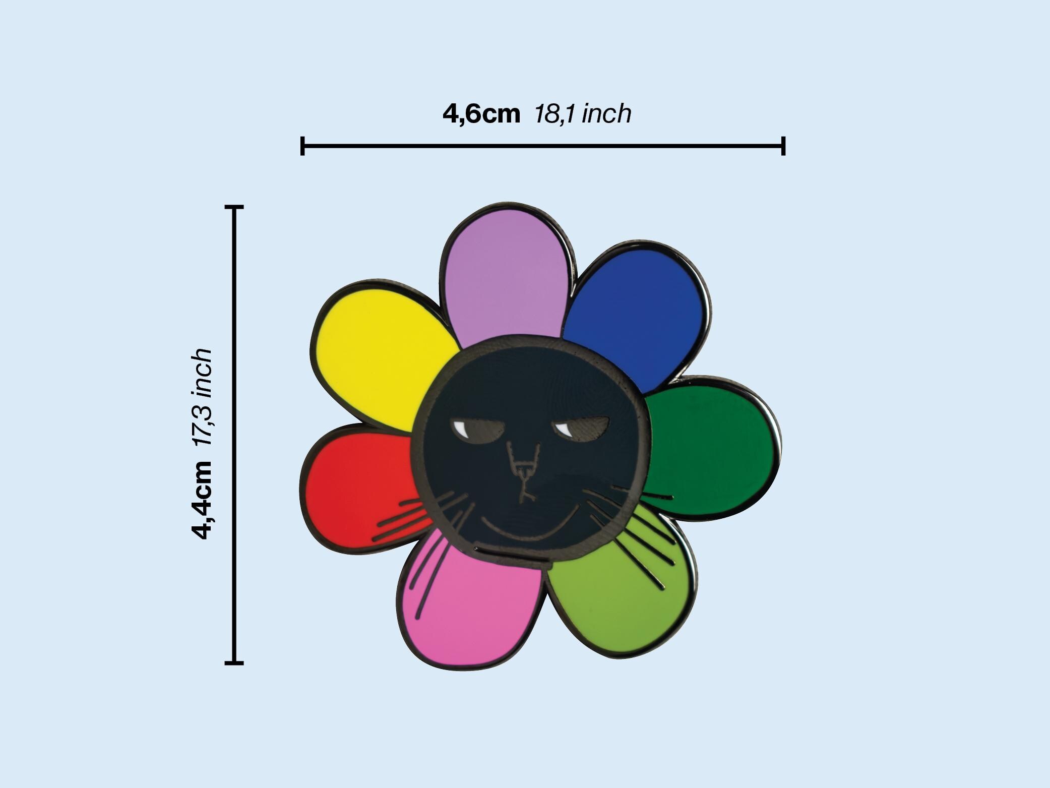 Grumpy Flower Grumpy Flower Cat Hard Enamel Pin | Gold or Black Nickel Plated Brooch ...