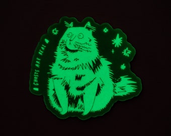 Ghosts are real | Glow in the dark Sticker, Cat Sticker, Witchy Cat Sticker, Water Bottle Sticker, Laptop Sticker, Waterproof