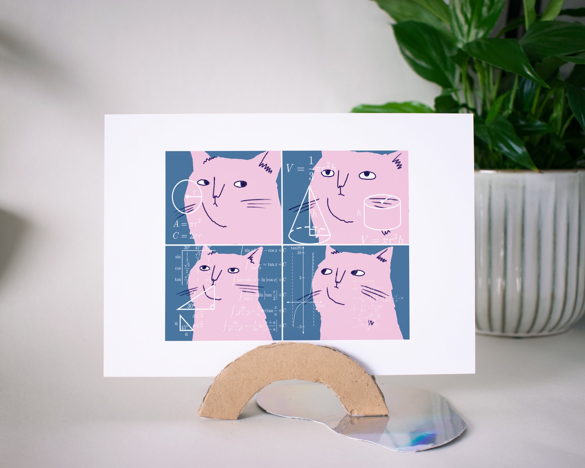 Confused Math Cat Art Print: Funny Meme Illustration - Etsy