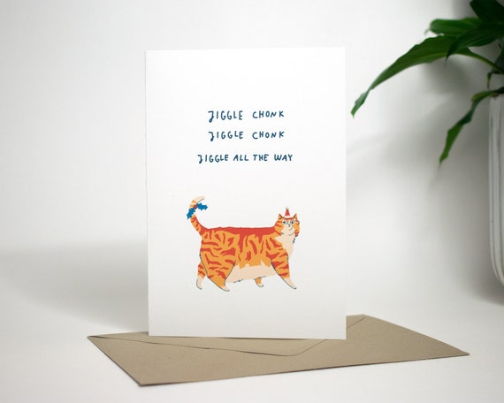 Ginger Tabby Cat Christmas Card: Jingle Bells Handmade Xmas Card