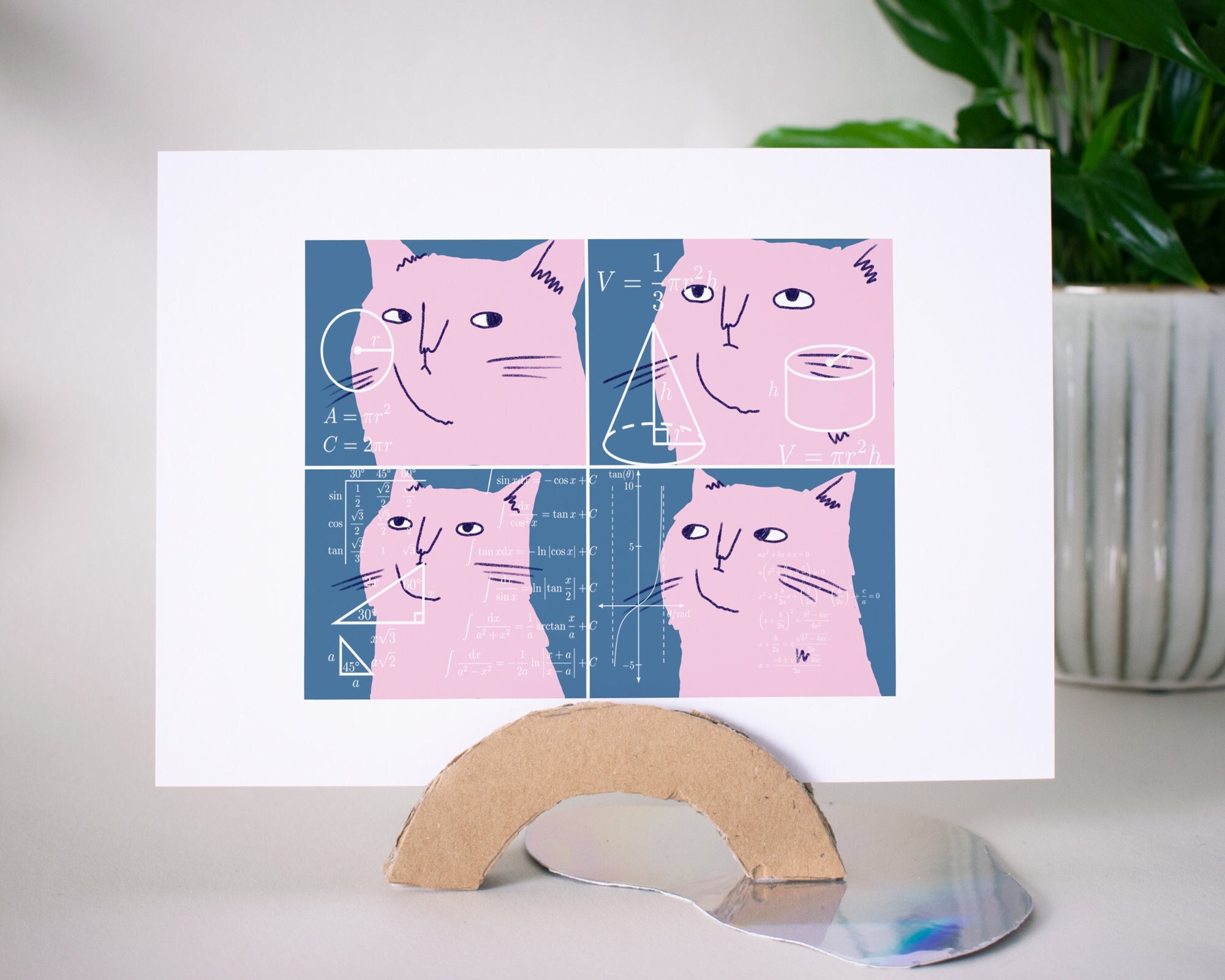 Confused Math Cat Art Print: Funny Meme Illustration - Etsy