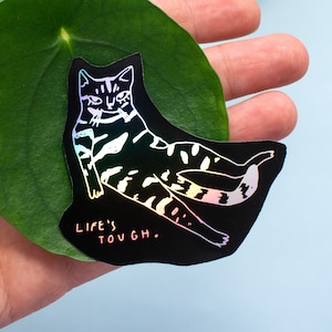 Sticker chat holographique| Stickers holographiques, Stickers chats, Stickers chats en vinyle, Sticker kawaii, Sticker bouteille d'eau, Stickers ordinateur portable