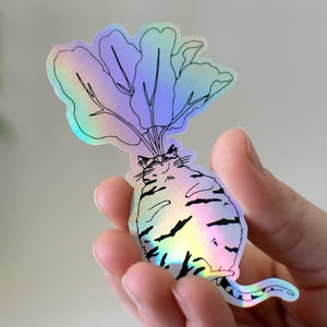 Rote-Bete-Katze Aufkleber | Holographische Aufkleber, Katzen Aufkleber, Aqua Aufkleber, Kawaii Aufkleber, Wasserflasche Aufkleber, Laptop Aufkleber,