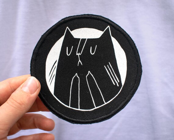 Cat Patch Screen Printed Patch Patch For Jacket Round Etsy