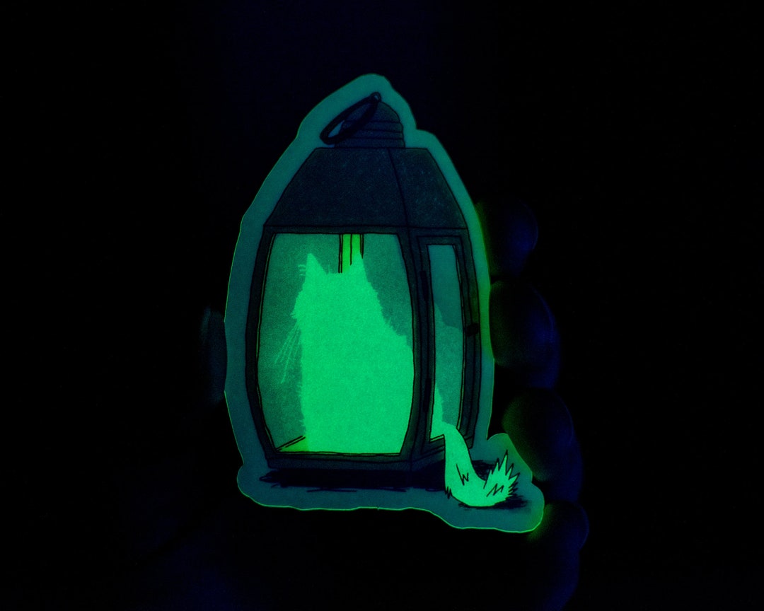 Fuzzy Lantern Glow in the Dark Sticker Cat Stickers Kawaii - Etsy