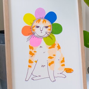 Grumpy Flower Grumpy Flower A4 Risograph Poster | Illustration in Fluorescent Pink ...