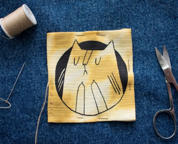 Cat Patch Screen Print Patch Patch For Jacket Tie Dye Etsy