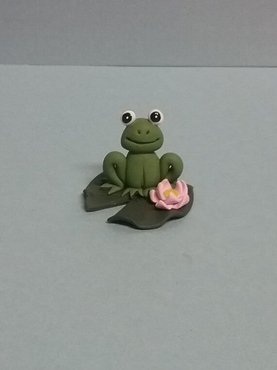 Polymer Clay Tiny Frog w/ Lily Pad Miniature In Polymer Clay Etsy