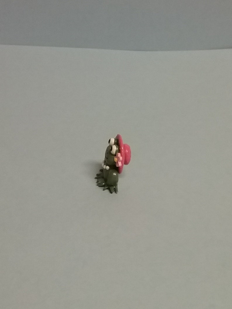 Hand Sculpted Tiny Girl Country Frog Miniature in Polymer Clay