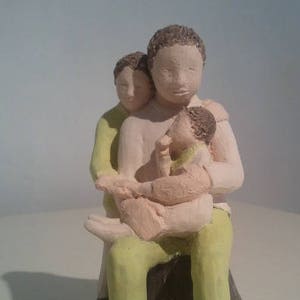 Paternity: terracotta sculpture with engobe image 1