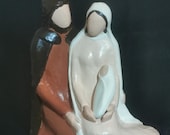 Sainte famille  pour crèche de Noël artisanale :  Marie, Joseph et  Jésus bébé