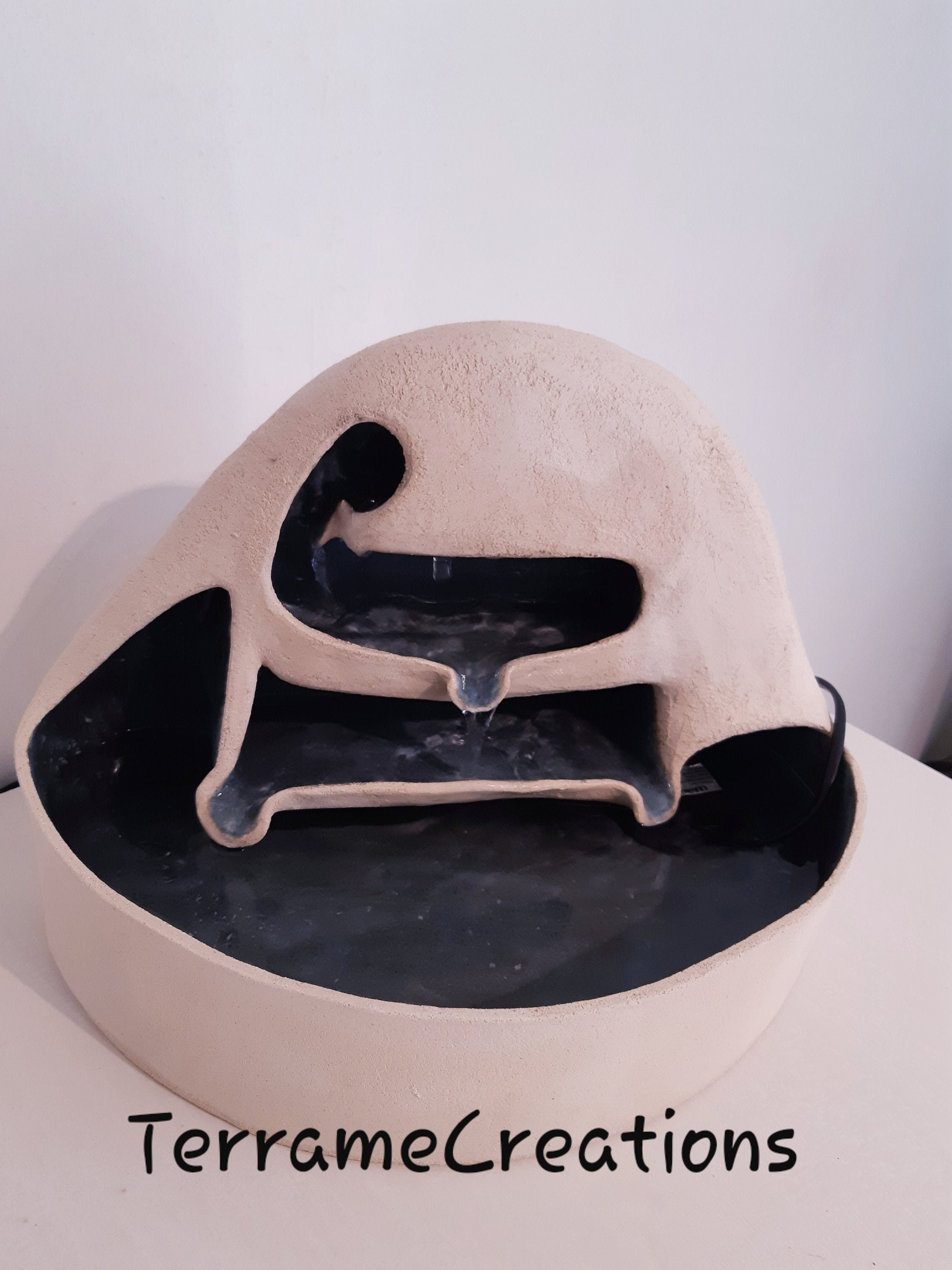 Fontaine d'intérieur en Grès, Émaillée Bleue