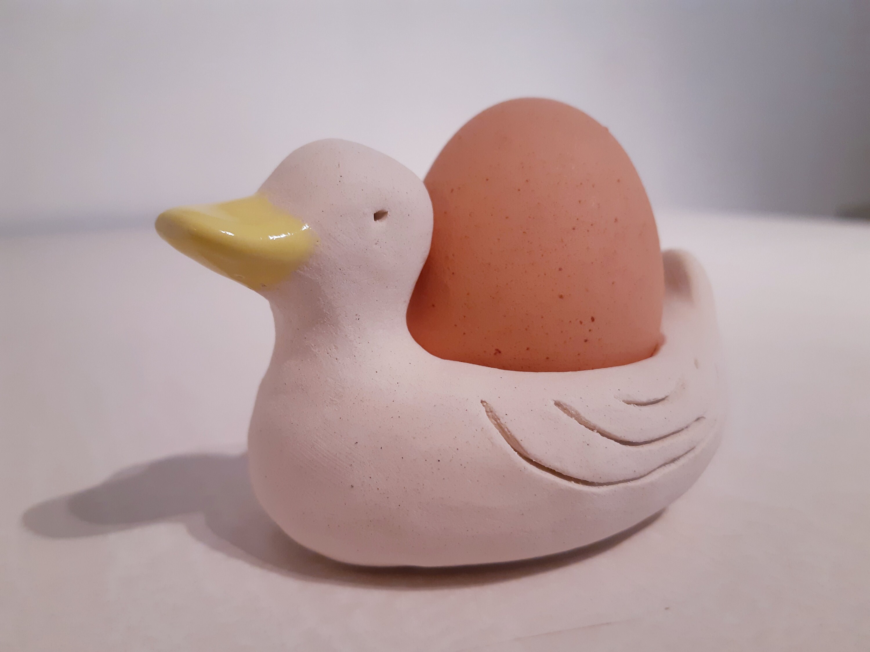 Coquetier Canard en Grès Blanc