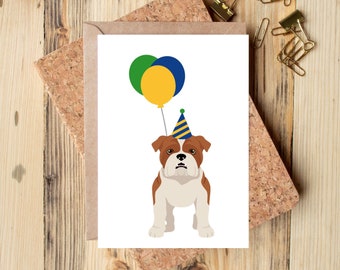 Personalised English Bulldog Card, Bulldog Card, Bulldog Birthday Card, Bulldog Gift, Bulldog Birthday Gifts, For Him, For Her, Dog Lovers