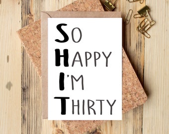 30th Birthday Card, Funny 30th Birthday Card, Funny Birthday Card
