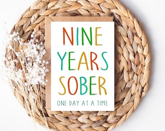 9 Years Sober Card, Recovery Celebration Card, Sober Card, Sobriety, Sobriety Card, Sobriety Gift, Soberversary, Recovery Birthday Card