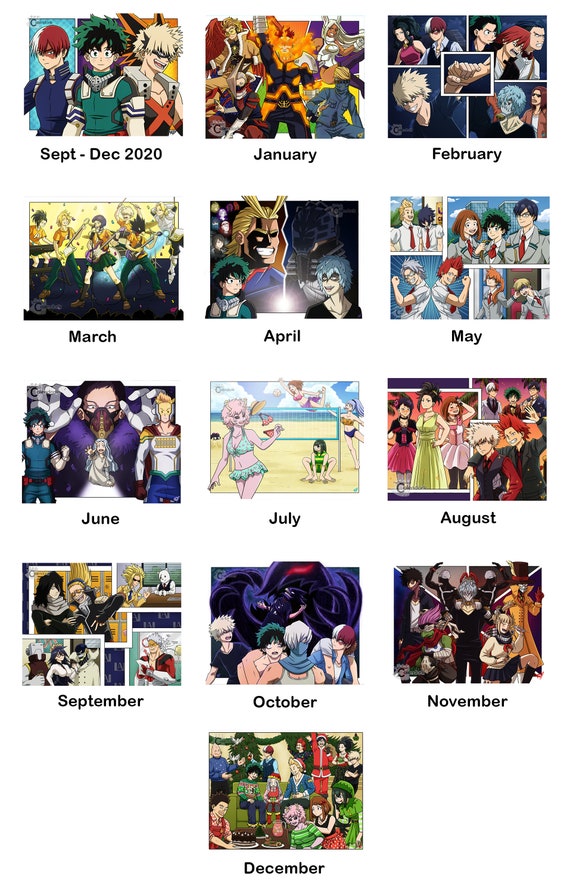 Mha Wall Calendar Etsy