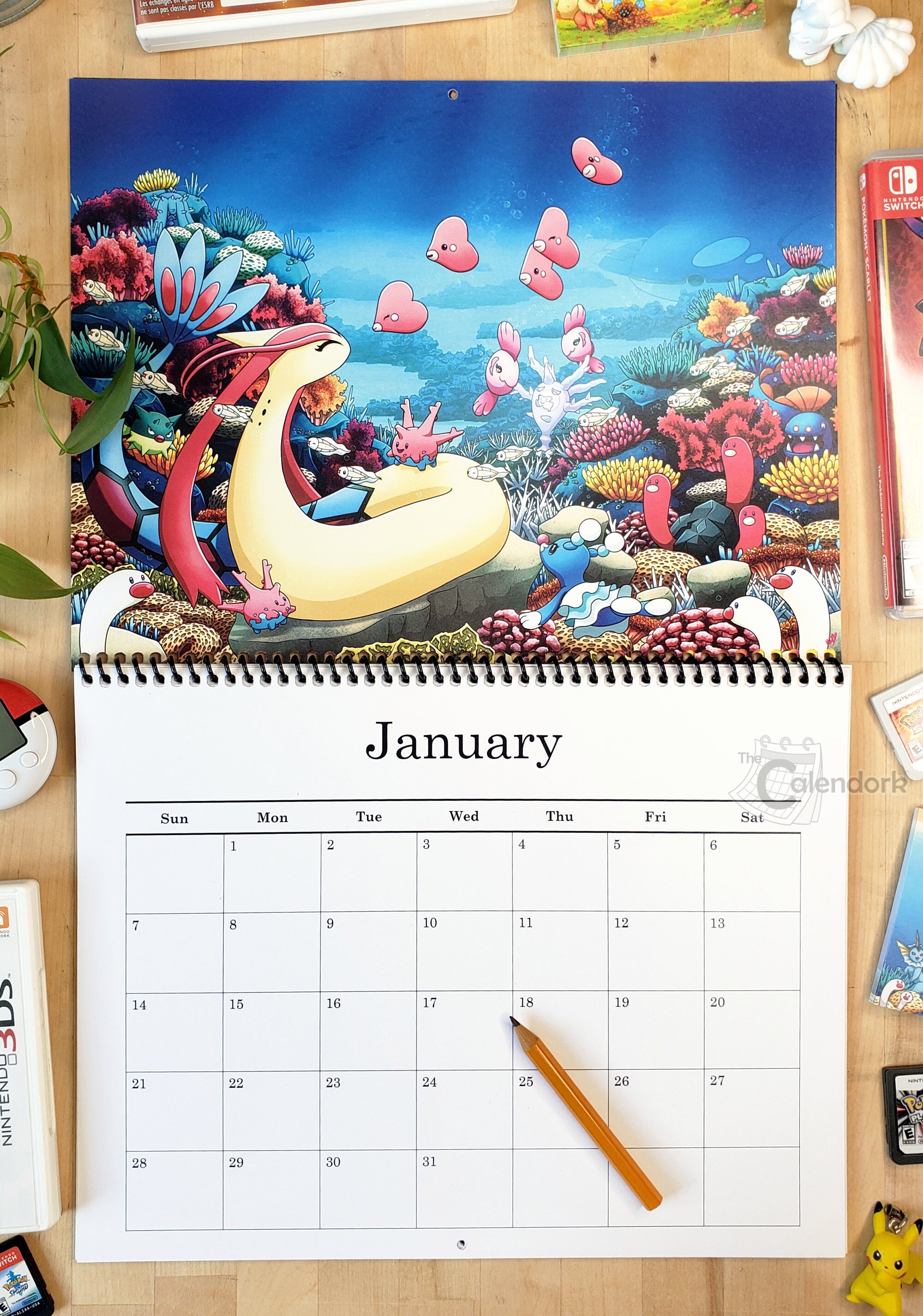 Calendrier photo 30x43cm format A3 Pokemon Ecarlate