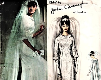 PDF Vintage Vogue Couturier Design,1347 Patrón de costura de vestido de novia John Cavagnah