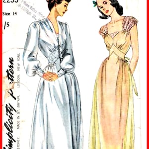 Vintage Simplicity Sewing Pattern 2235 , Size 14 Ladies  Nightdress,Nightgown, Negligee,Wedding dress, Ballgown,
