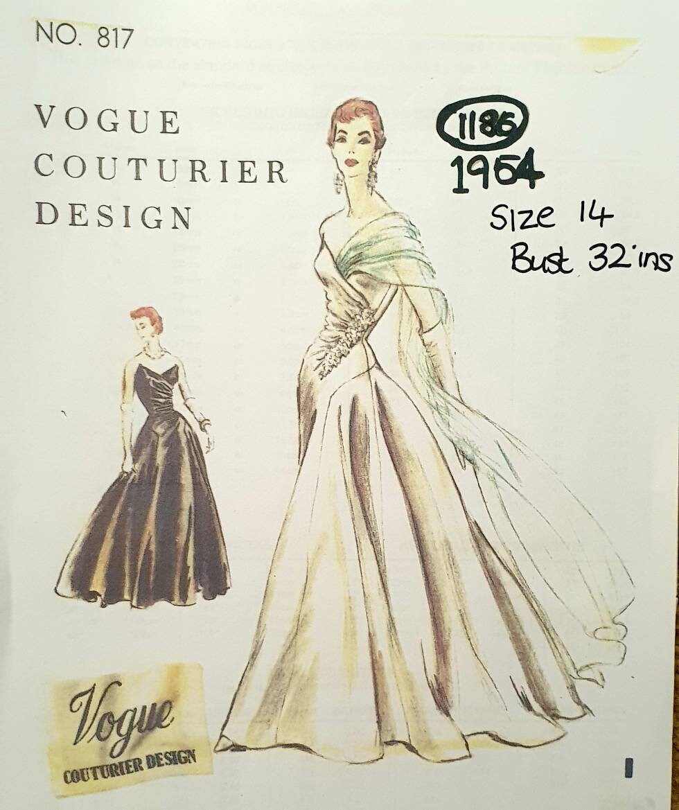 PDF Vogue Coutourier No. 817 Vintage Sewing Pattern 1964 Wedding Bridal Evening Dress Size 14 Bust 32 Ins - Etsy PDF Vogue Coutourier No. 817 Vintage Sewing Pattern 1964 Wedding Bridal Evening Dress Size 14 Bust 32 Ins - Etsy