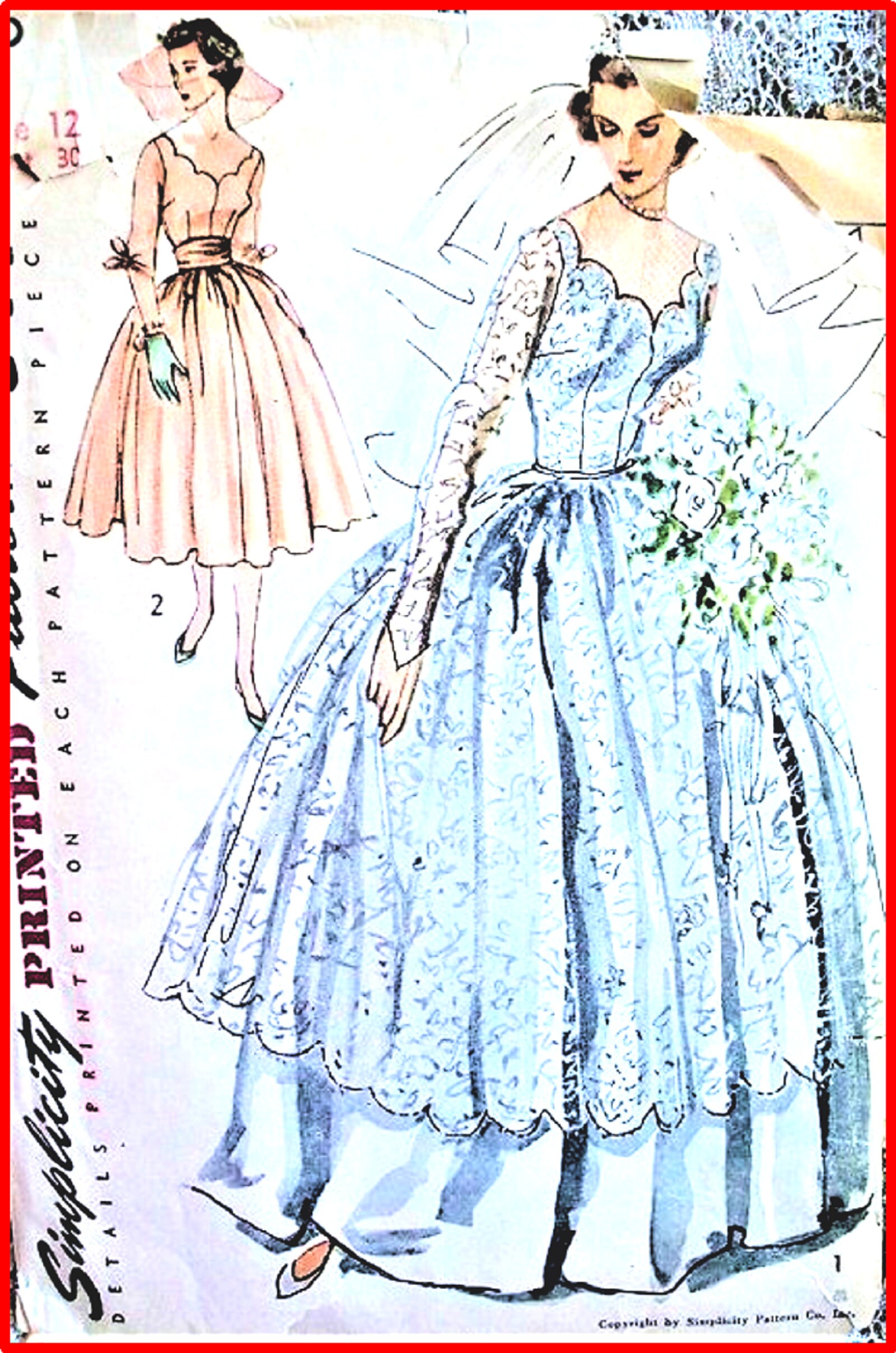 PDF Vintage Simplicity Sewing Pattern Wedding Dress Bridal Etsy UK