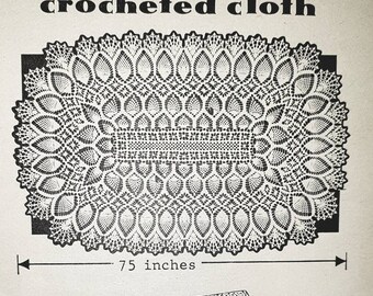 PDF Crochet Pattern Vintage Rectangular Pineapple Tablecloth