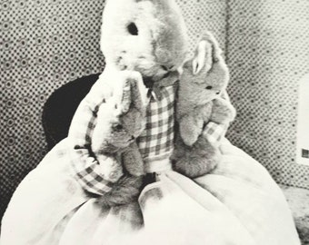 PDF  Vintage sewing Pattern Mrs Rosie Rabbit Dressed in Clothes  and Twins Soft Toy Doorstop approx 18ins high