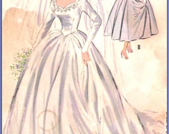 PDF Vintage 1950 s Sewing Pattern, McCalls  9702, Wedding  Dress,Evening, Bridal dress, Bridesmaids, Size 12, Bust 34ins