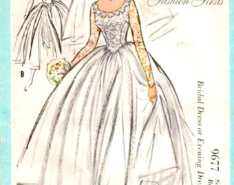 PDF Vintage McCalls Sewing Pattern 9677, Wedding Dress, Bridal, Evening, Ballgown, Bridesmaid, Size 12 Bust 32ins Reproduced