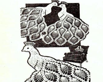 PDF Crochet Pattern, Peacocks Chair Back Set Pineapple Design, American Weekly