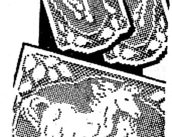 PDF Filet Crochet Pattern, Horses Chair Back Set with Arm Rests,