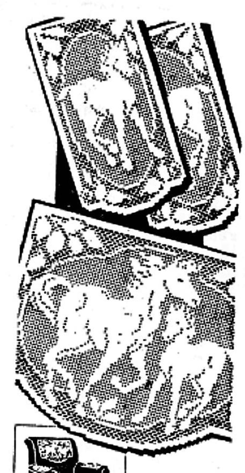 Pdf Filet Crochet Pattern Horses Chair Back Set With Arm Rests