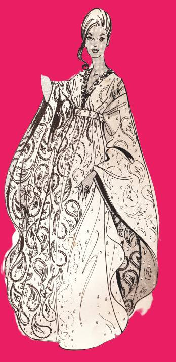 PDF Vintage 1960 Patrón de costura Ladie's Kaftan Robe Todo en uno -un tamaño libre