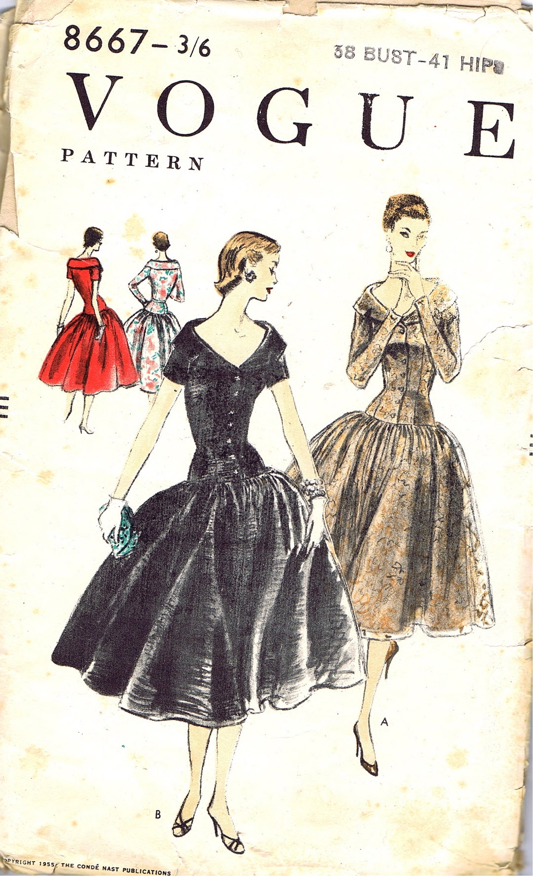 PDF Instant Download. Vintage Vogue B667 Bust 38 Inches Hips 41
