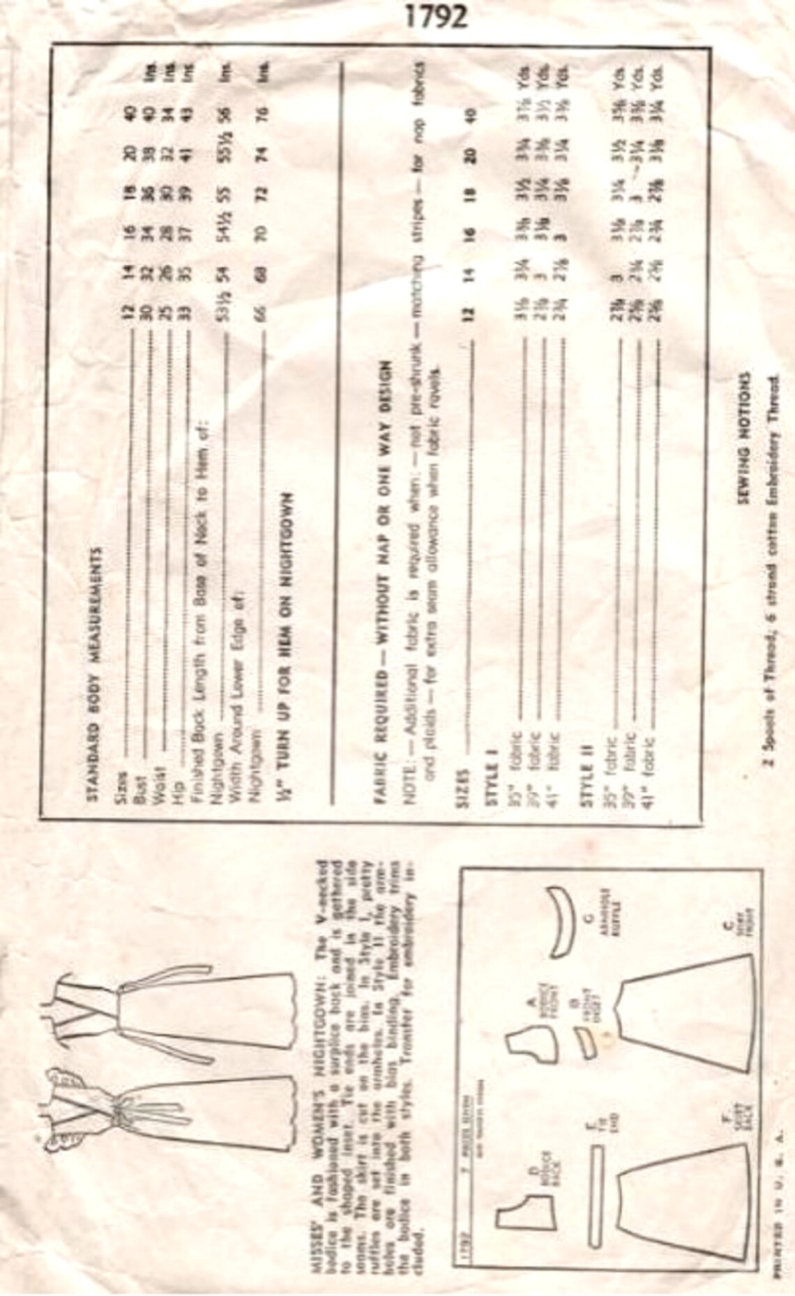 PDF Vintage Simplicity Sewing Pattern 1792 Size 20 Bust 38 Ins Ladies ...
