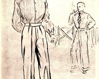Pdf Vintage Dressmaking Sewing Pattern, Mens Slacks and Slim Pants and Long Sleeved Shirt, lutterick haslam