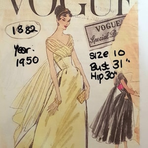 PDF Vogue Coutourier special design  Vintage Sewing Pattern  S-4742 - 1950 Wedding Bridal Evening Dress Size 10 bust 31 ins Hips 30ins