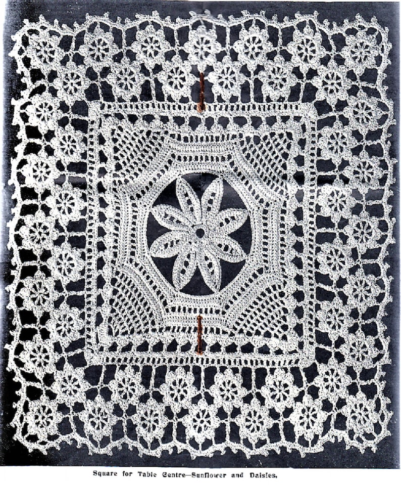 Granny Sunflower and Daisies Square for a Qult PDF Crochet pattern Bedspread